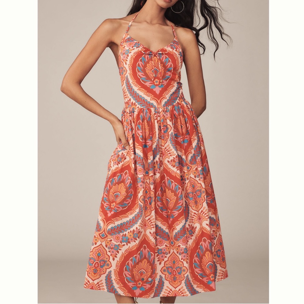 Love the Label Rita Halter A-Line Midi Dress Anthropologie NEW XL